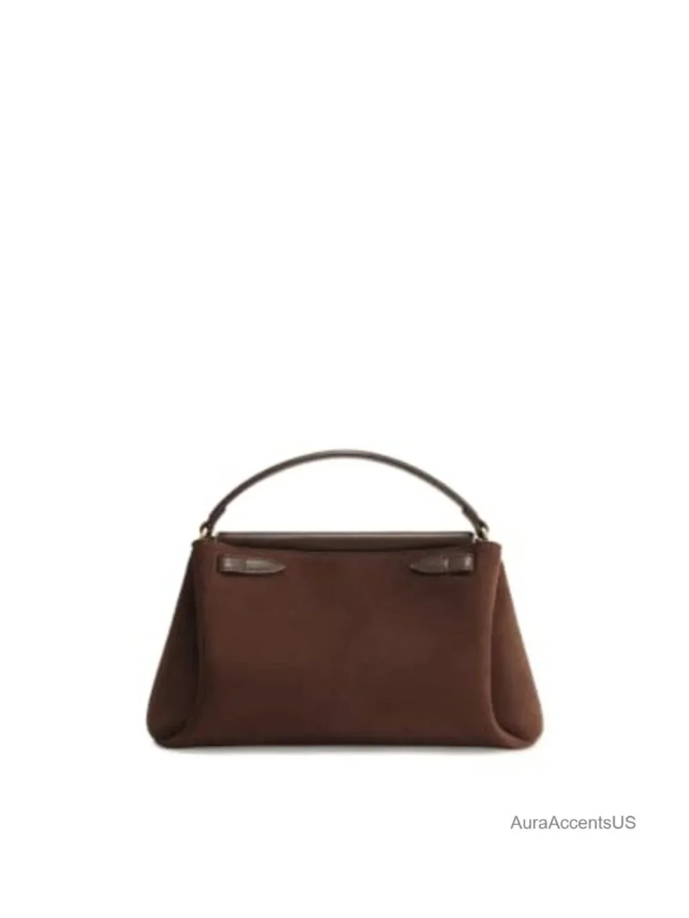 Faux Suede Top Handle Satchel Bag with Gold Hardware Crossbody